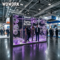WOWORK Vente en gros de cadre métallique détachable avec bande néon RGB et éclairage, cabine photo mobile avec toiles de fond pour la décoration de mariage et de fête