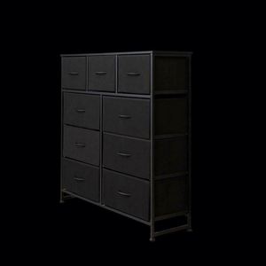 Commode moderne en tissu à 9 tiroirs, meuble de rangement en MDF, organisateur de chambre autoportant - Product Image 1