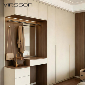 <span class=keywords><strong>Armoire</strong></span> coulissante moderne en bois massif, design Shaker, écologique, durable, résistante à l'humidité, taille personnalisée, chambre à coucher, appartement, villa - Product Image 2