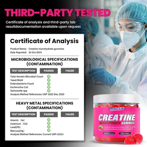 Private Label <b>Creatine</b> <b>Monohydrate</b> Gummies Custom Blend with Fruit Flavor Muscle & Performance Support Supplement - Product Image 4