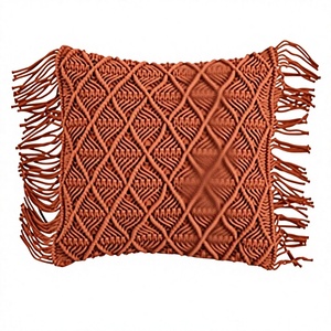 Handmade Macrame Square Cushion <b>Cover</b> Plain Style <b>for</b> Home & Hotel Use at Bulk Price Direct Indian Manufacturer - Product Image 1