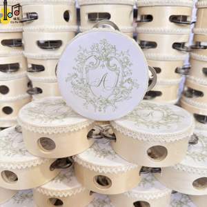 เครื่องดนตรีเคาะจังหวะไม้ขายส่ง กลองมือขนาดเล็ก 4 นิ้ว สำหรับงานแต่งงาน กลองมือแบบกำหนดเองสำหรับโบสถ์ กลองมือสำหรับเล่นในงานแต่งงาน - Product Image 5