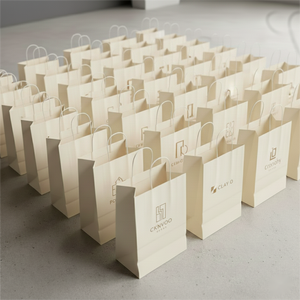 Custom Brand Logo Kraft <b>Paper</b> Bag Food White Kraft Carry Your Own Logo Pink Thank You to Go <b>Paper</b> Bag Kraft with Handle - Product Image 1