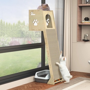 Condominio de torre de árbol de escalada de <span class=keywords><strong>gato</strong></span> inclinado montado en la pared con alfombrilla para rascar para pared de ventana - Product Image 1