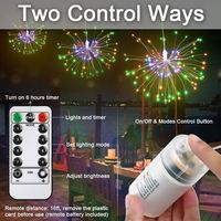 Lumières LED de feux d'artifice suspendues pour la décoration de jardin, de cour, de véranda, de fête, de maison, de Noël, alimentées par piles, télécommandées, étanches