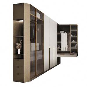 Armoire Pliable Moderne de Luxe Modulaire Personnalisée en Mélamine Bois Écologique Meubles de Chambre à Coucher Haut de Gamme Vêtements Utilisation Domestique - Product Image 5