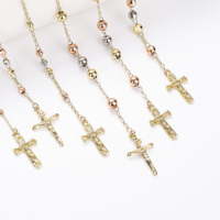 CM Jewelry Chapelets Catholiques Tricolores Plaqués Or 14 Carats, Vierge Marie, Perles Diamant, Rosaire Religieux