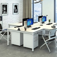 LEADCOM HARRIS 4-18ST Table de bureau moderne en aluminium à 90 degrés, poste de travail à 180 degrés, bureau pour employés, ensemble pour 2, 4, 6 ou 8 personnes
