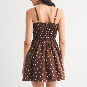 Vestido de lunares blanco y negro para mujer, vestido mini sin mangas con cuello en V, informal, vintage, con encaje bordado, con lazo en la espalda, estilo retro - Product Image 5