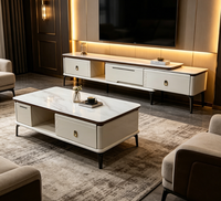 Table basse et meuble TV en marbre de luxe moderne, combinaison design 2026, mobilier domestique pour salon