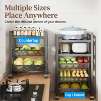 Étagère de rangement de cuisine multicouche en acier à prix réduit, ensemble de paniers de rangement en fil métallique pour légumes et micro-ondes