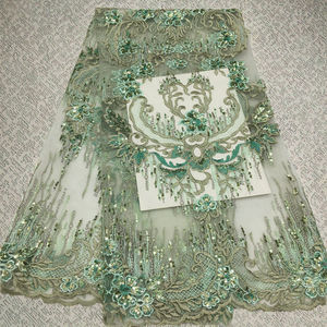 Robe en dentelle à mailles écologiques à motifs floraux multicolores, robe de soirée brodée de paillettes pour femmes, mode - Product Image 2