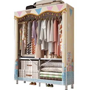 Hot sale clothes storage cabinet modern wardrobe assemble cheap folding cupboard fabric wardrobe almirah