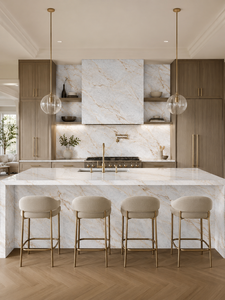 Cuarzo Vietnam Union Aurora Gold Vein en losas grandes, modernas, para encimeras de cocina, baño y comedor, con acabado pulido, 20 mm de grosor, impermeable. - Product Image 1
