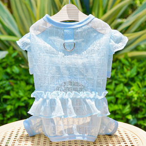 T-shirt d'été en dentelle et maille pour animaux de compagnie, protection solaire, manches volantes, gilet pour chien et chat - Product Image 2