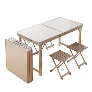 Bàn ghế ăn gấp bằng nhôm hiện đại, dễ mang theo, đồ nội thất bằng kim loại dùng trong nhà và ngoài trời, thích hợp cho trường học, kho hàng - Product Image 3