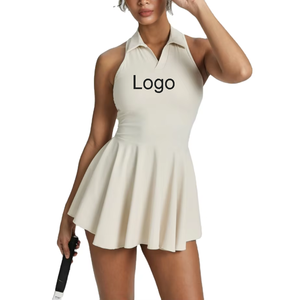 Robe de tennis polo en poly-spandex à séchage rapide pour femme avec short anti-exposition intégré et poche latérale, idéale pour l'entraînement et le sport - Product Image 1