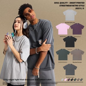 2025 verano tendencia hombres moda manga corta algodón Vintage cuello redondo Camiseta Retro estilo americano hombres camisetas - Product Image 5