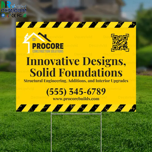 Custom QR Code Yard Signs Double Sided Corrugated <b>Plastic</b> Construction Lawn Signs for Contractor Marketing and Advertising - Product Image 1