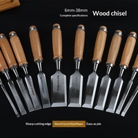 Ciseau à bois plat professionnel allemand, lame en acier Cr-V robuste, manche en bois massif, modèle 6-38 mm, pour la sculpture sur bois, OEM