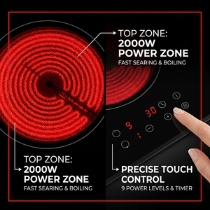 Table <span class=keywords><strong>de</strong></span> <span class=keywords><strong>cuisson</strong></span> électrique encastrable OEM personnalisée à 2 brûleurs en céramique 30 cm, type <span class=keywords><strong>Domino</strong></span> vertical, étanche, à commande tactile indépendante, pour usage domestique et hôtelier - Product Image 5