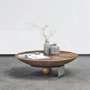 Europese Ontwerp Houten Koffie Tafels Elegante Moderne Art Ronde Console Tafel Set Unieke Center Tafel