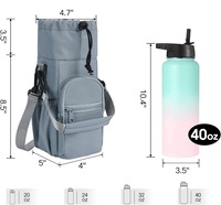 Portable grande capacité 40 oz isolé refroidisseur cordon eau boisson bouteille transporteur fronde étui sac avec poche pour téléphone