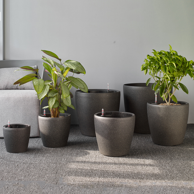 Factory Direct Supply Round Plastic Plant Flower Vase Garden Pots Decorative Self-watering Flowerpot Used for Garden and Home