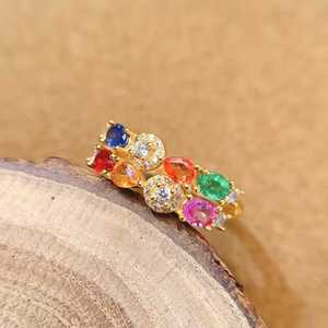 Luxus Damen schmuck und Accessoires 925 Silber Natur farben Saphir Böhmischer Stil Gold Hochzeits schmuck Ring - Product Image 4