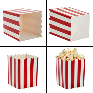 Mua sắm rạp chiếu phim cổ điển sản phẩm snack hộp đựng thức ăn bên sọc đỏ tùy chỉnh kích cỡ khác nhau mini hộp bỏng ngô - Product Image 3
