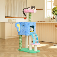 Lit d'arbre à chat multifonctionnel à 5 niveaux de style moderne et écologique Petit cadre d'escalade pour chat peu encombrant Carton en tissu peluche court