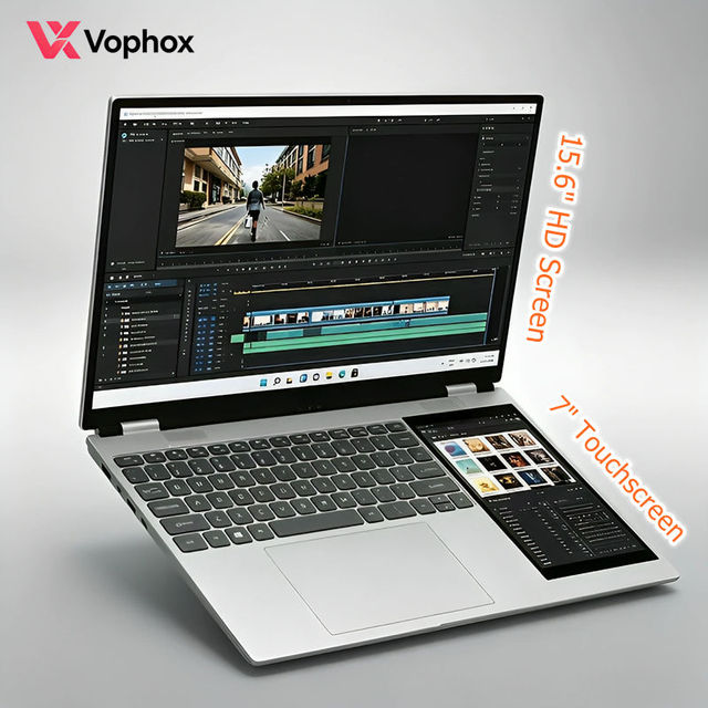 OEM Dual Screen Laptop Intel N95 32GB RAM 2TB SSD 15.6 Inch IPS Video Editing Notebook for YouTube TikTok Content Creator