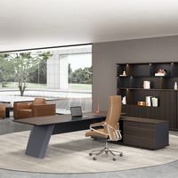 Escritorio Ejecutivo Moderno de Lujo en Forma de L con Construcción de Aluminio y Madera, Fácil Montaje, Diseño Contemporáneo