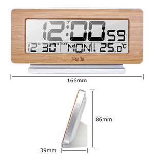 Wooden Alarm Clock Digital Thermometer Wall Decor Time Date Week Temperature Monitor Wireless Aroma Diffuser with Aarm Clock - Product Image 6