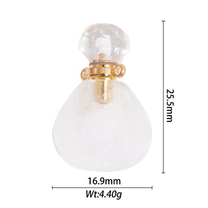 จี้ขวดน้ำหอมคริสตัลธรรมชาติทรงหยดน้ำสำหรับทำเครื่องประดับ หินกึ่งมีค่า ชุบเคลือบ สปริง 2024 ผลิตจากเมืองอี้หวู่ - Product Image 4