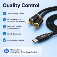 Câble audio Type-C vers double RCA mâle 1-vers-2, pour téléphone et PC vers amplificateur, mixeur, haut-parleur actif, longueur personnalisable