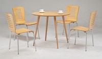 Ensemble de table à manger carrée moderne en contreplaqué durable CHAO CHING TB-046/AB-027GD avec 4 chaises Bella K/D, meubles de cuisine/salle à manger