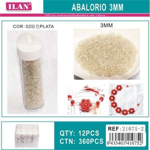 Ilan Abalorio Perline color argento da 3 mm per la creazione di gioielli, confezione da 12 pezzi - Product Image 1