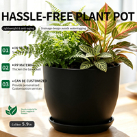 Ensemble de pots de fleurs en plastique PP durable de 5,9 pouces avec trou de drainage, design minimaliste, capacité de 1,56 L pour une utilisation intérieure/extérieure, bureau à domicile