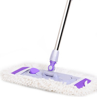 Serpillère plate à sec avec tête de serpillère remplaçable, rotation à 180 degrés, manche télescopique, nettoyage des sols en microfibre pour la maison