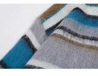Pull d'hiver personnalisé pour homme, toucher doux, rayé, col rond, anti-rétrécissement, respirant, en laine mohair, motif tricoté