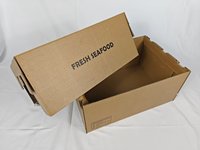 Boîte en carton kraft ondulé personnalisée, imperméable, pour le transport de fruits de mer, avec logo personnalisé et impression flexographique