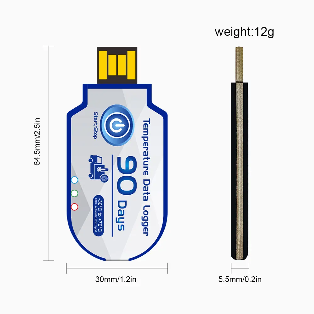 Registrador De Dados De Temperatura Descartável Mini Usb Registradores De Temperatura De Uso Único Datalogger Para Corrente Fria