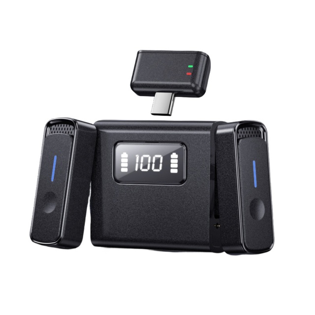 SX88 Wireless Condenser Lavalier Microphone Portable Noise Reduction Charging Station Type C for Livestream Studio Podcast