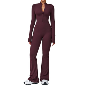 Mono de yoga de manga larga para mujer, body de entrenamiento de alta sujeción, mono de gimnasio sin costuras, ropa deportiva - Product Image 4
