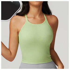 Sin costuras acanalado Running <span class=keywords><strong>Roga</strong></span> Athletic Tank Tops alta calidad gimnasio entrenamiento chaleco sólido Atlético personalizado Fitness deporte mujeres gimnasio sujetador - Product Image 2