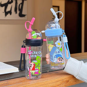 Botella de agua Crayon Shinchan de 500 ml, vaso con pajita de Tritan para niños, diseño para días lluviosos, para usar en el regreso a clases - Product Image 5