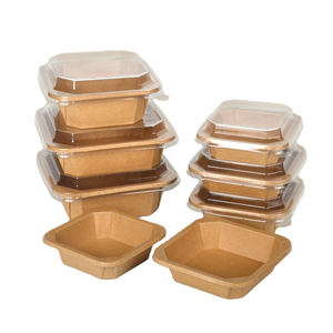Ensaladera desechable de papel Kraft octogonal con tapa para ensaladas y bebidas cajas para llevar - Product Image 2