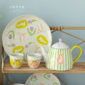 Set di Stoviglie in Ceramica JOYYE per Pasqua con Coniglietti, Tulipani, Fiocchi e Design a Quadretti, Servizio Personalizzabile per Feste - Product Image 5