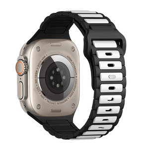 Double Silicone Ocean Watch band <b>strap</b> Carved Rubber For Apple ultra 49 46 45 42 40 mm Series Wristband Stripes <b>Adjustable</b> NEW - Product Image 3